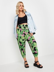 Yours Curve Black White Cropped Harem Trousers - Image 1 of 5