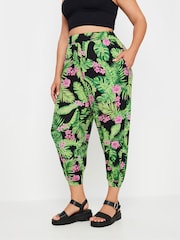 Yours Curve Black White Cropped Harem Trousers - Image 2 of 5