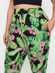 Yours Curve Black White Cropped Harem Trousers - Image 4 of 5