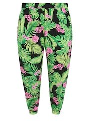 Yours Curve Black White Cropped Harem Trousers - Image 5 of 5