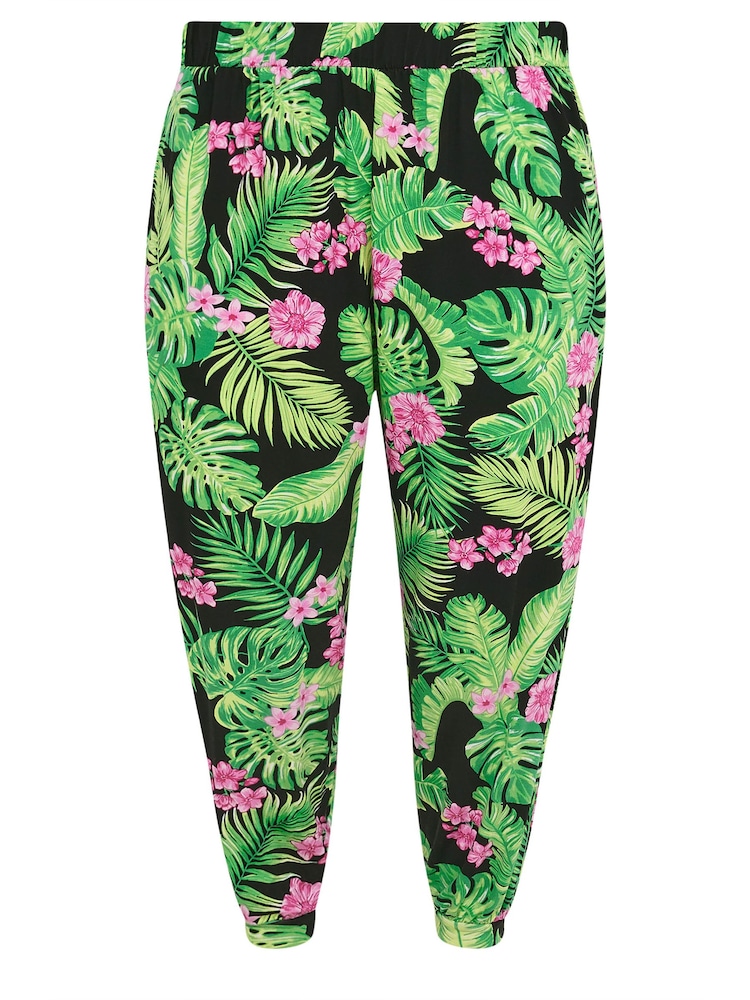 Yours Curve Black White Cropped Harem Trousers - Image 5 of 5