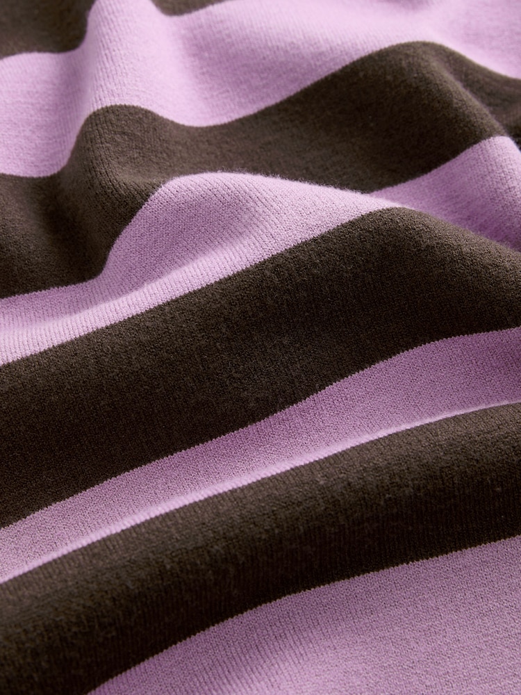 Purple Stripe Compact Cosy Crew Neck Jumper With Side Split Detail - Image 8 of 8 Purple Stripe Compact Cosy Crew Neck Jumper With Side Split Detail - Image 8 of 8