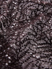 Burgundy Red Long Sleeve Sequin Leaf Blouse - Image 6 of 6