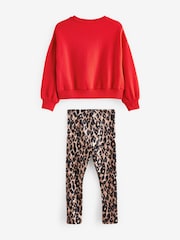 Red Varsity Sweatshirt And Animal Printed Leggings Set (3-16yrs) - Image 6 of 8