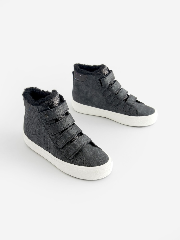 Black Wide Fit (G) High Top Trainers with Touch Close Fastening - Image 1 of 5