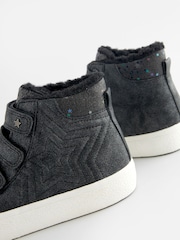 Black Wide Fit (G) High Top Trainers with Touch Close Fastening - Image 4 of 5