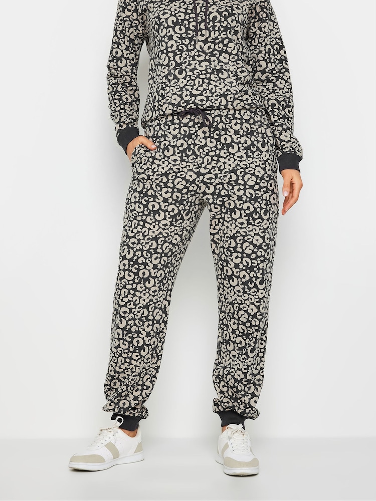 Long Tall Sally Charcoal Grey & Brown Leopard Print Cuffed Joggers - Image 2 of 4