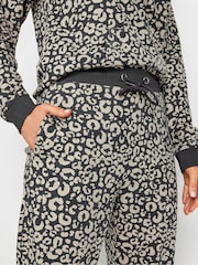 Long Tall Sally Charcoal Grey & Brown Leopard Print Cuffed Joggers - Image 4 of 4