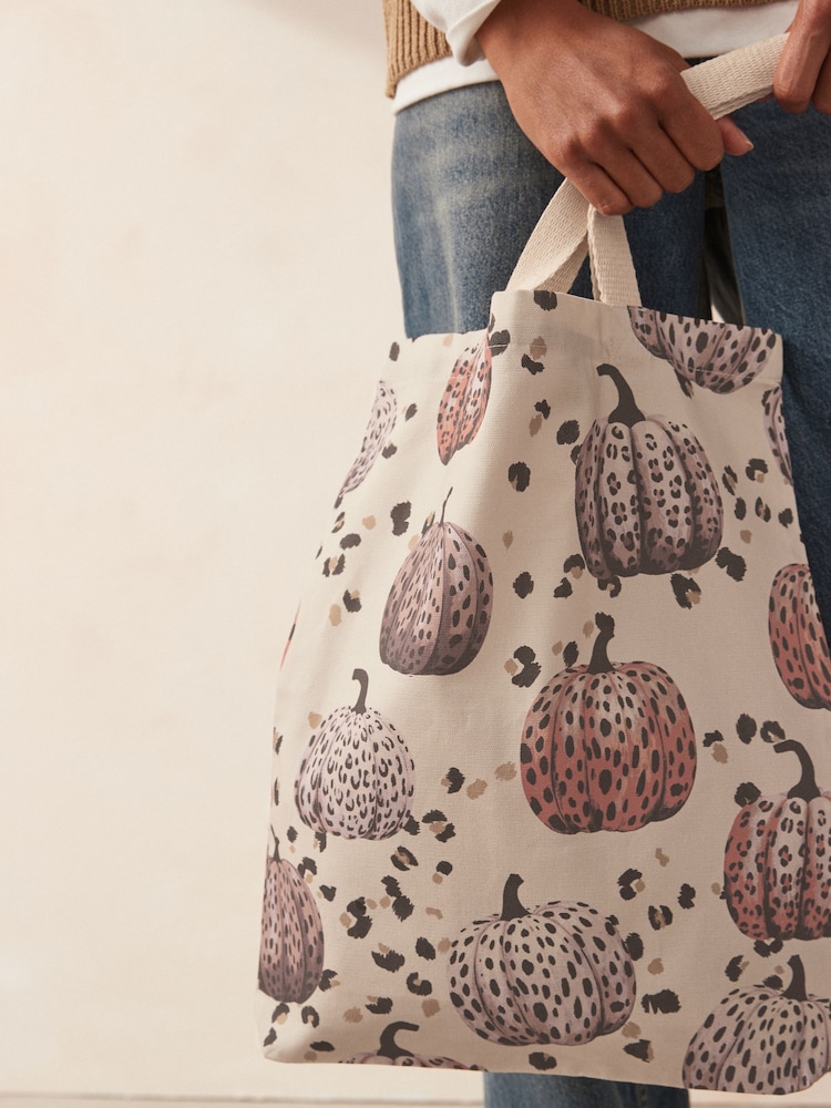 Cream 100% Cotton Pumpkin Reusable Bag For Life - Image 2 of 7