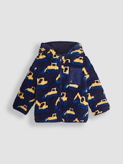 JoJo Maman Bébé Navy Blue Digger Lined Teddy Fleece - Image 1 of 3