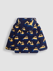 JoJo Maman Bébé Navy Blue Digger Lined Teddy Fleece - Image 2 of 3