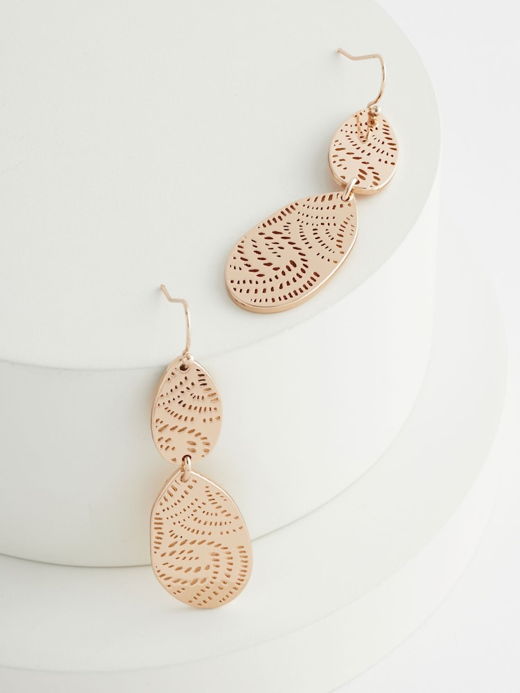 Gold Tone Cutout Earrings - Image 3 of 3