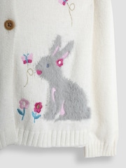 JoJo Maman Bébé Cream Bunny with Embroidered Flowers Cardigan - Image 3 of 3