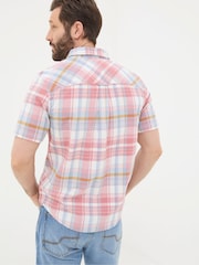 FatFace Pink Short Sleeve Baston Check Shirt - Image 2 of 5