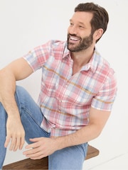 FatFace Pink Short Sleeve Baston Check Shirt - Image 3 of 5
