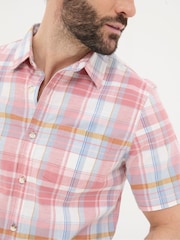 FatFace Pink Short Sleeve Baston Check Shirt - Image 4 of 5