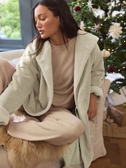 Salbeigrün - Cord Dressing Gown with Borg Lining - Bild 2 von 7
