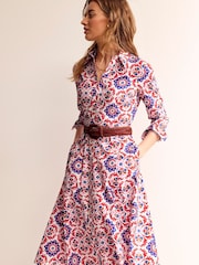 Boden Red Amy 100% Cotton Midi Shirt Dress - Image 2 of 6