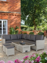 Kettler White Wash Palma Garden Rattan Corner Glass Top Table Set - Image 2 of 4