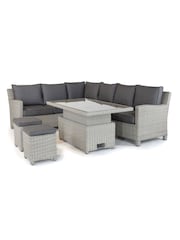 Kettler White Wash Palma Garden Rattan Corner Glass Top Table Set - Image 3 of 4