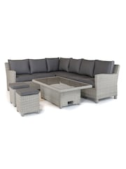 Kettler White Wash Palma Garden Rattan Corner Glass Top Table Set - Image 4 of 4