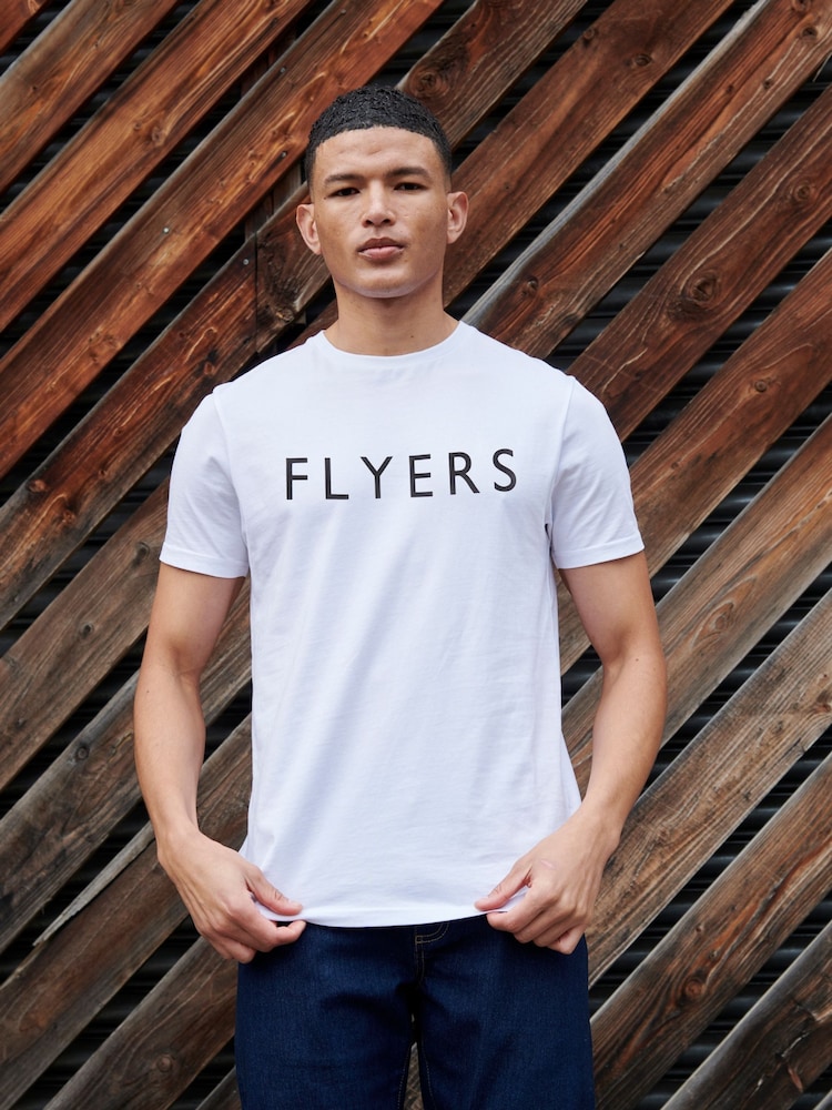 Flyers Mens Classic Fit Text 100% Cotton T-Shirt - Image 1 of 8