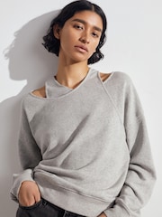 Hush Grey Beck Layered 100% Cotton Sweatshirt - Image 1 of 6