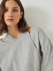 Hush Grey Beck Layered 100% Cotton Sweatshirt - Image 5 of 6