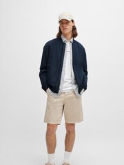 BOSS Navy Blue Water Repellent Crinkle Effect Bomber Style Jacket - Image 3 of 6