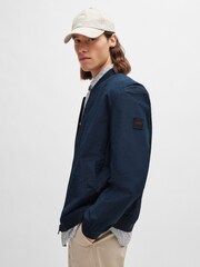 BOSS Navy Blue Water Repellent Crinkle Effect Bomber Style Jacket - Image 4 of 6