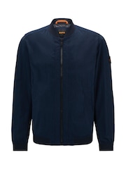 BOSS Navy Blue Water Repellent Crinkle Effect Bomber Style Jacket - Image 6 of 6