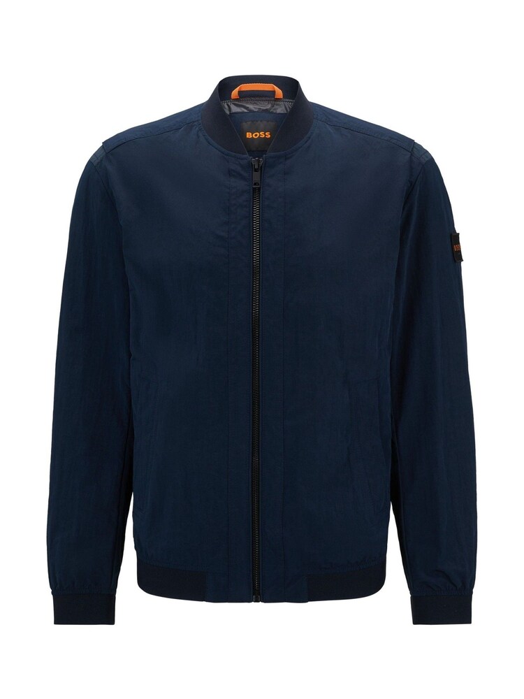 BOSS Navy Blue Water Repellent Crinkle Effect Bomber Style Jacket - Image 6 of 6 BOSS Navy Blue Water Repellent Crinkle Effect Bomber Style Jacket - Image 6 of 6