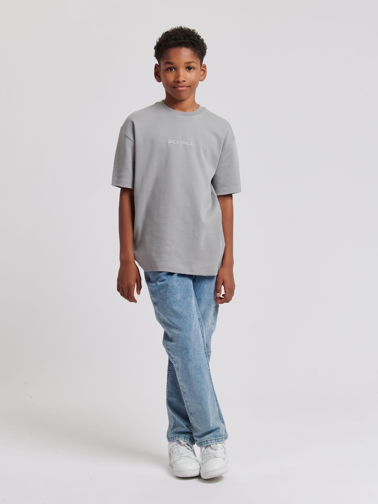 Jack Wills Grey Boys Loose Fit Debdon 100% Cotton T-Shirt - Image 2 of 4