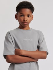 Jack Wills Grey Boys Loose Fit Debdon 100% Cotton T-Shirt - Image 3 of 4