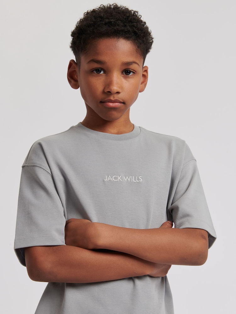 Jack Wills Grey Boys Loose Fit Debdon 100% Cotton T-Shirt - Image 3 of 4