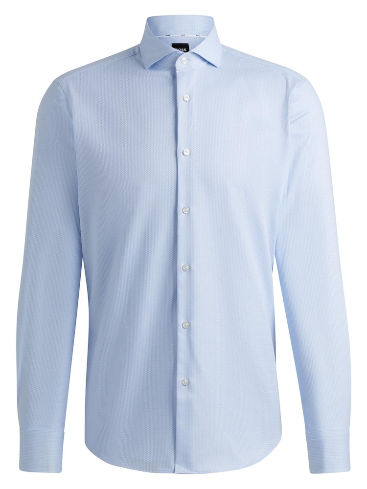 BOSS Blue Regular-Fit Shirt In Structured Easy-Iron Stretch Cotton - Image 6 of 6 BOSS Blue Regular-Fit Shirt In Structured Easy-Iron Stretch Cotton - Image 6 of 6