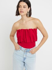River Island Red Ruffle Bandeau Top - Image 2 of 3
