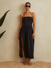 Reiss Navy Yara Removable Strap Jersey Beach Dress - Image 1 of 5