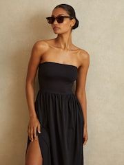 Reiss Navy Yara Removable Strap Jersey Beach Dress - Image 3 of 5