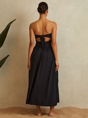 Reiss Navy Yara Removable Strap Jersey Beach Dress - Image 4 of 5
