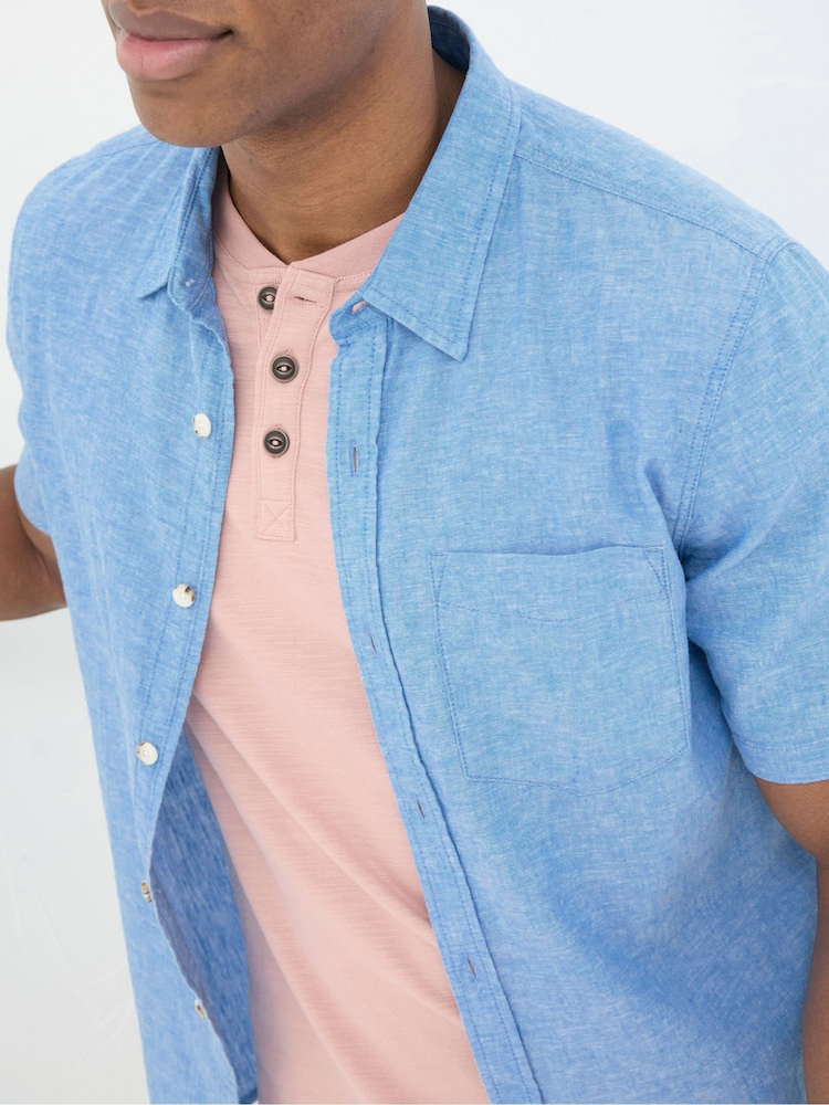 FatFace Bugle Blue Linen Cotton Shirt - Image 1 of 6