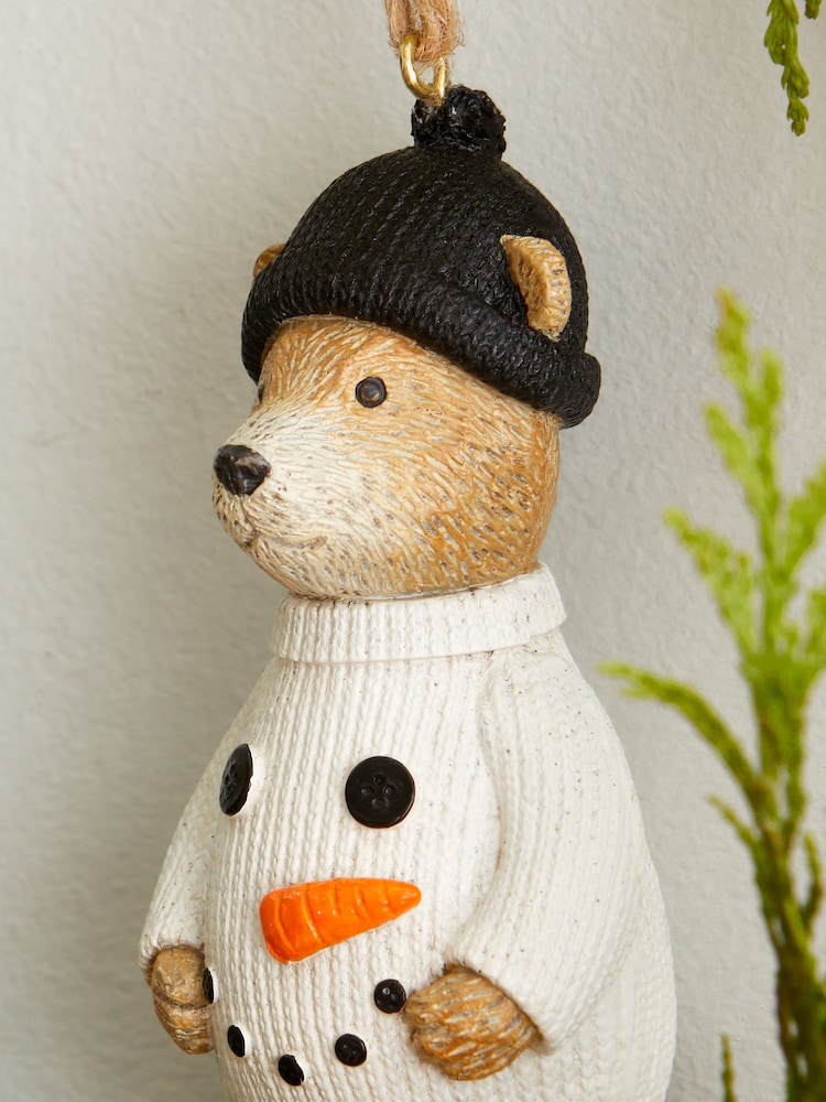 White Bertie Bear Snowman Christmas Bauble - Image 2 of 3 White Bertie Bear Snowman Christmas Bauble - Image 2 of 3