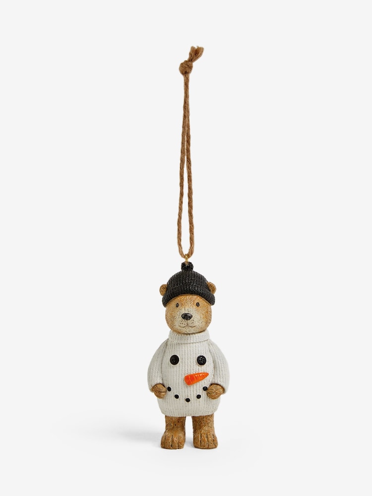 White Bertie Bear Snowman Christmas Bauble - Image 3 of 3 White Bertie Bear Snowman Christmas Bauble - Image 3 of 3