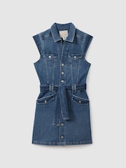 Paige Belted Denim Mini Dress - Image 1 of 5