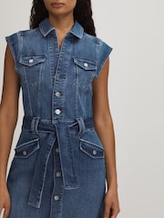 Paige Belted Denim Mini Dress - Image 3 of 5