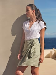 FATFACE White Linen Notch Neck Top - Image 2 of 9