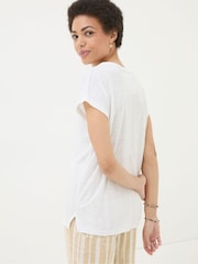 FATFACE White Linen Notch Neck Top - Image 6 of 9