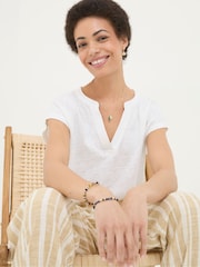 FATFACE White Linen Notch Neck Top - Image 7 of 9
