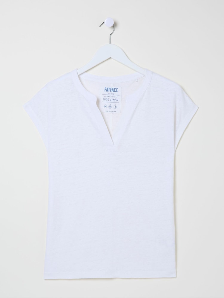 FATFACE White Linen Notch Neck Top - Image 9 of 9