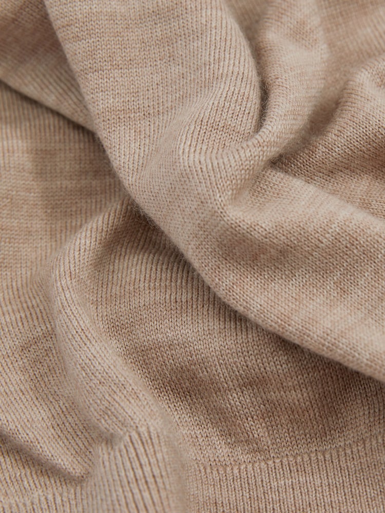 Reiss Wheat Melange Harlow Merino Wool Button-Through Funnel Neck Cardigan - Image 7 of 7